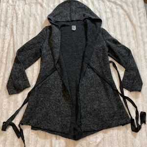 People like frank trench coat gray size small long sleeve sweater hooded jacket